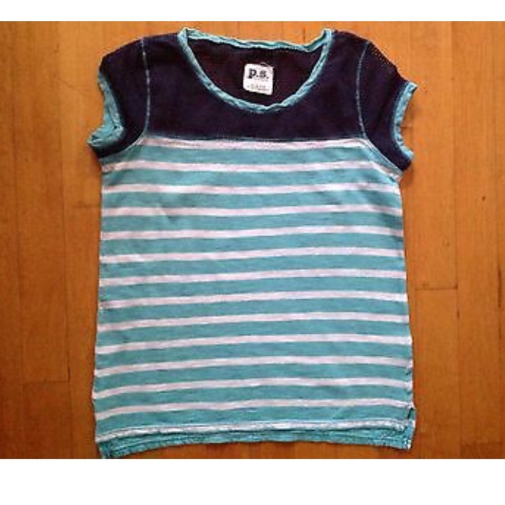Aeropostale P.S. Girls Striped Blue Shirt Sz Large